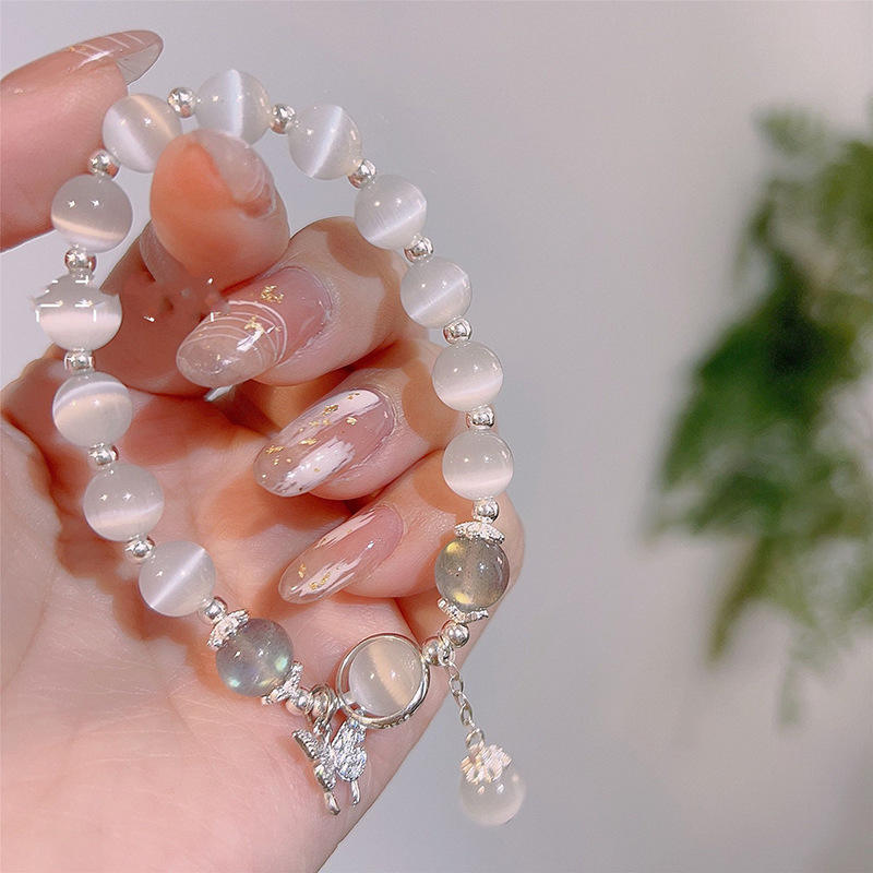 Vòng tay đá thạch anh trắng, hồng charm ngôi sao - ảnh 3